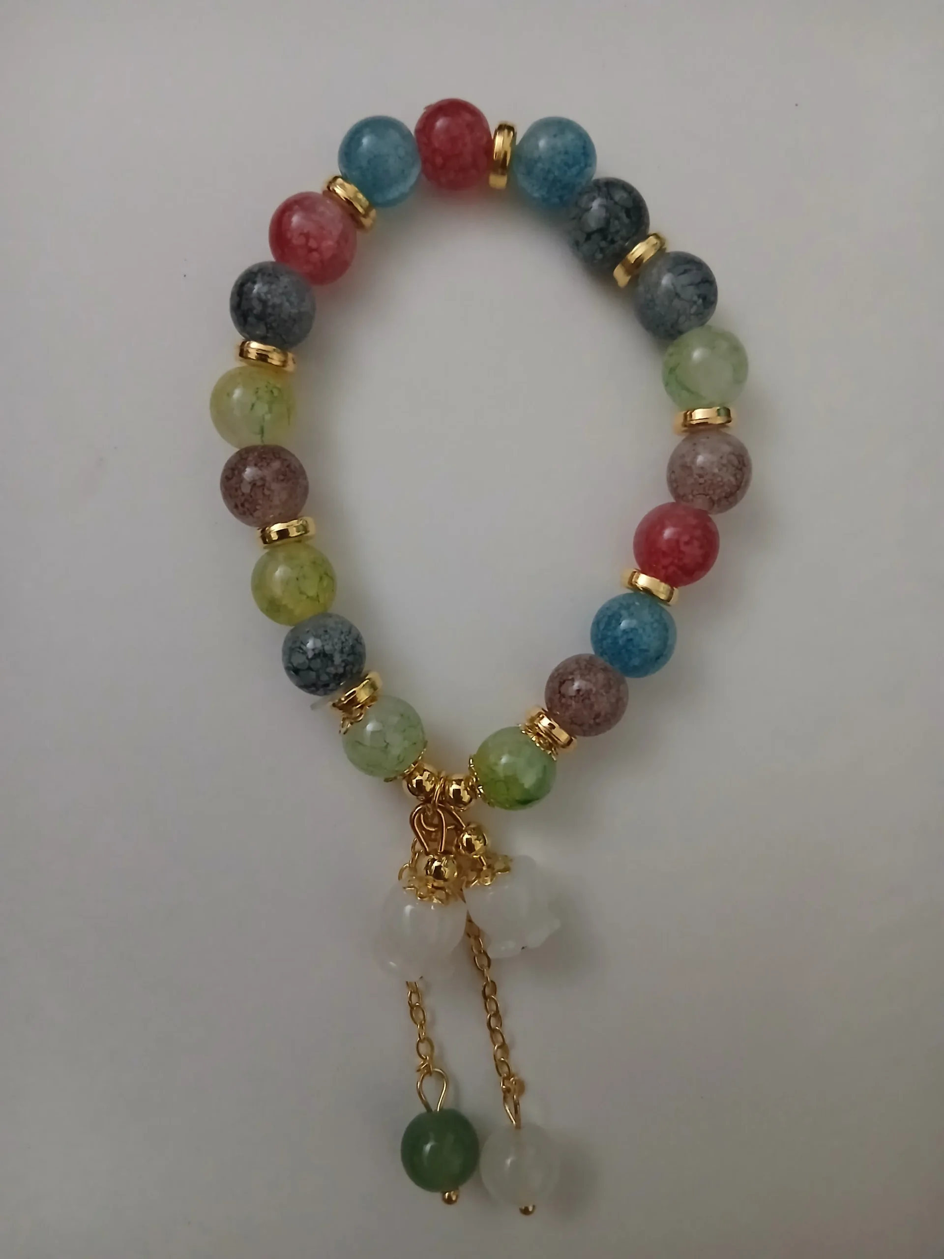 Colorful Crackle Bead Lily of the Valley Tassel Bracelet