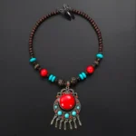 2-in-1 Tribal Bohemian Turquoise & Coral Beaded Necklace / Headband