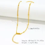 Gold Beaded Round Snake Chain Station Necklace