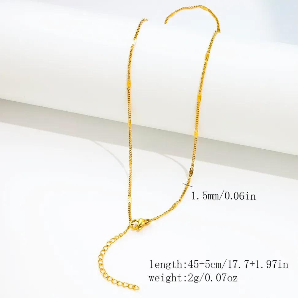 Gold Pressed Sequin Disc Station Chain Necklace