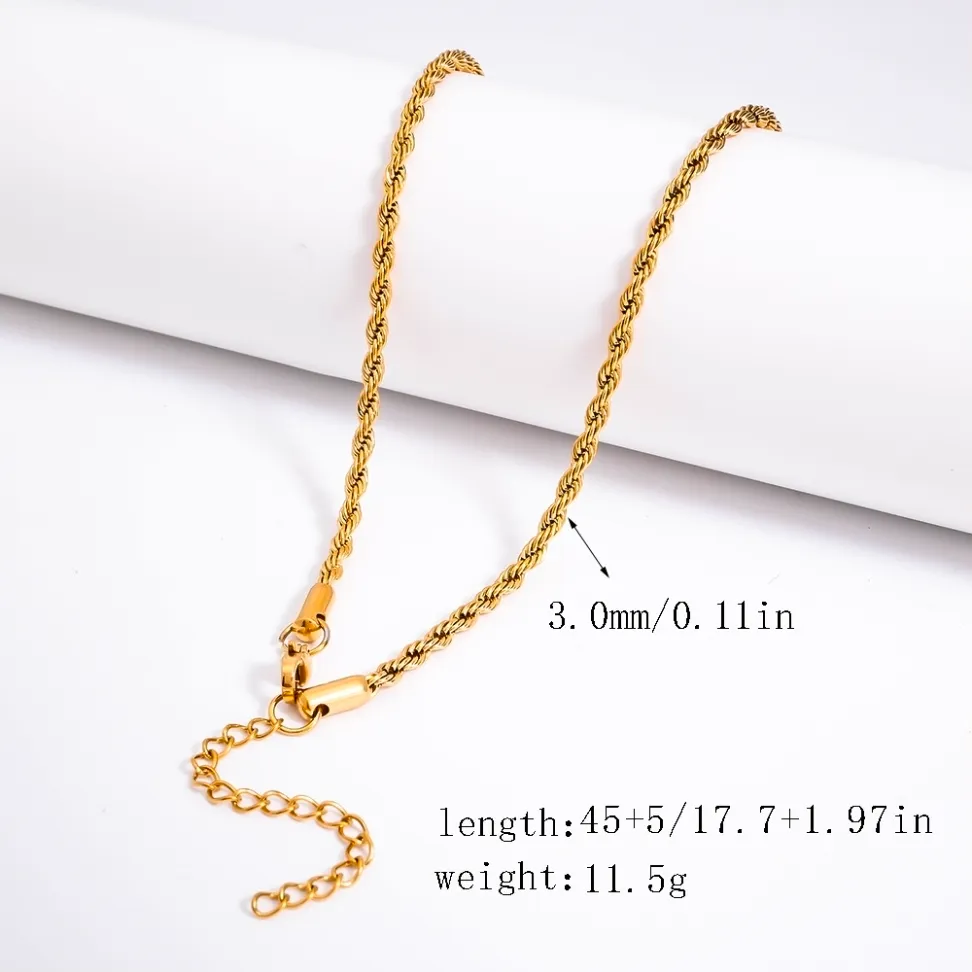 Gold Twist Rope Chain Necklace